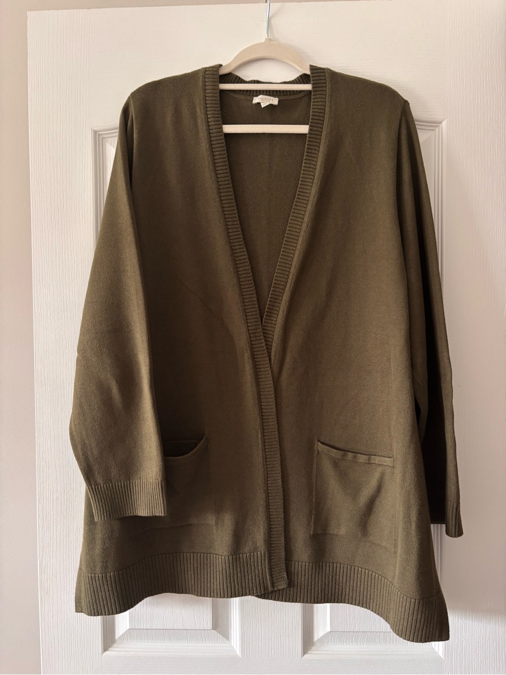 Talbots Olive Green Open-Front Cardigan